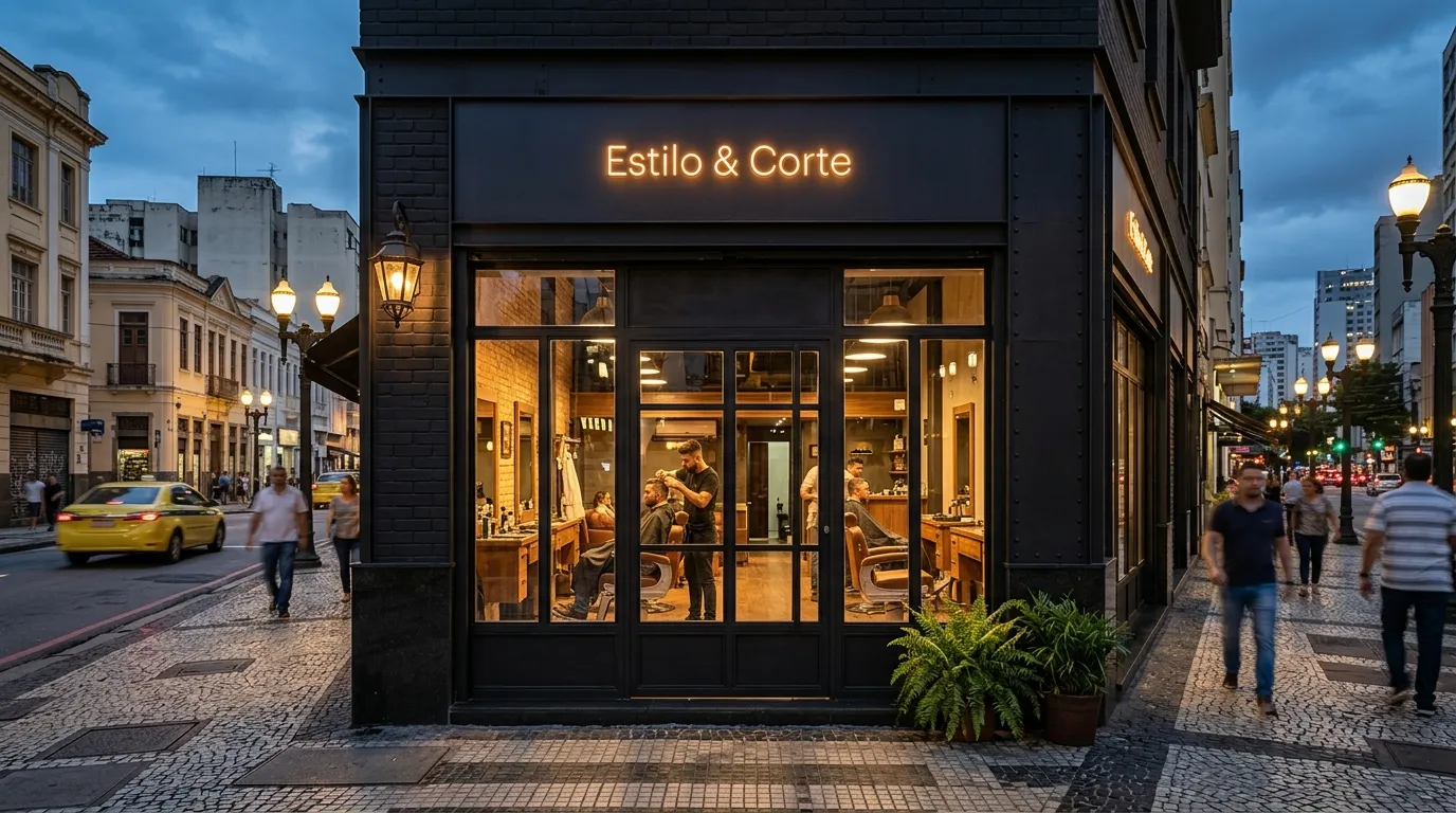 Fachada da Barbearia Estilo & Corte no Centro de Limeira